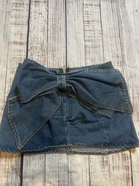 Emory Park Denim Mini Skirt with Front Bow-S